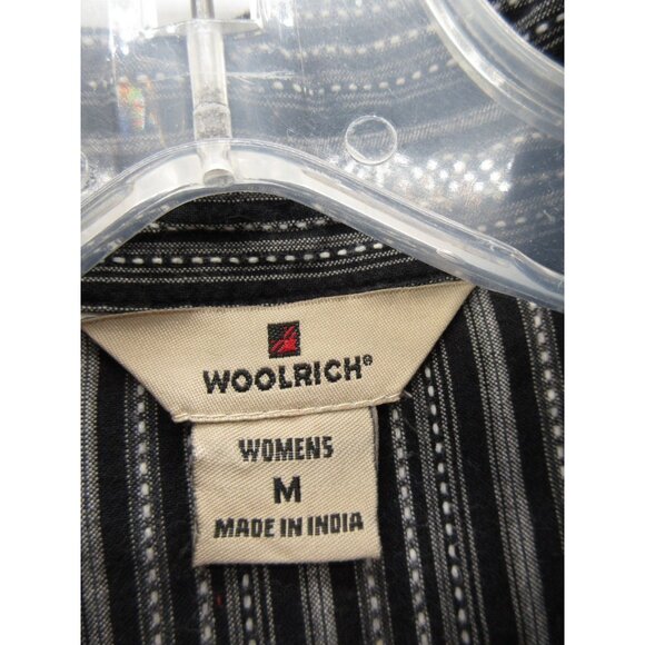 Woolrich Top Medium Shirt Button Up Striped Classic Preppy Cotton - Picture 9 of 11